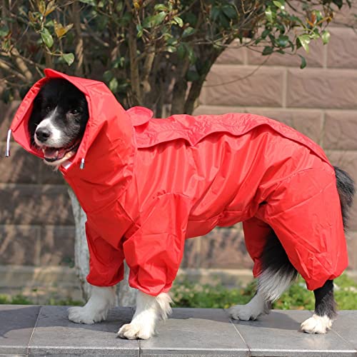 Gulunmun Haustier Hund Regenmantel Outdoor wasserdichte Kleidung Mit Kapuze Overall Overalls Für Kleine Große Hunde Regen Mantel Bulldogge Labrador,Rot,26 von Gulunmun