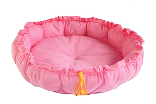 Gulunmun Rundes Haustier Zwinger Kürbis Nest verstellbar PP Baumwolle Hundebett Katze Kätzchen Schlafkissen Warm 2 Mit Weg S/L Teddy Chihuahua-pink_Shrink_Dia_45cm von Gulunmun