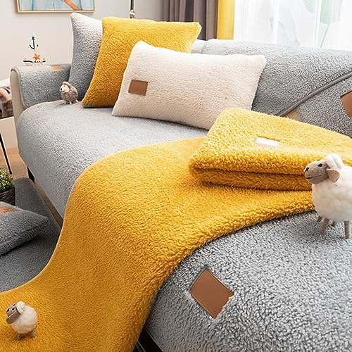 Gumatea Samt Sofabezug Ultra Weicher Anti-rutsch Sofa Überwurf L Form Ecksofa Sofaüberwurf für 1 2 3 4 Sitzer Couch überzug Pets Dog Sofaschoner (Color : Grey, Size : 110x160cm) von Gumatea