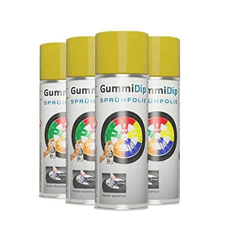 Gummi Dip Sprühfolie, Spray, 4er Set, 4x400 ml (Gelb) von Gummi Dip