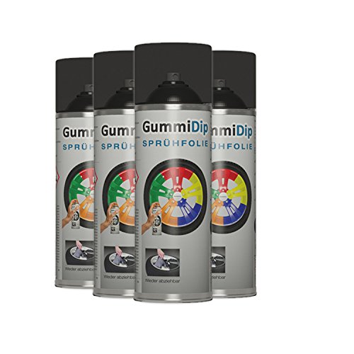 Gummi Dip Sprühfolie 12000002 Flüssiggummi Spray 4er Set, 4x400 ml, schwarz matt Gummi Dip Sprühfolie 12000002 Flüssiggummi Spray 4er Set, 4x400 ml, schwarz matt von Gummi Dip