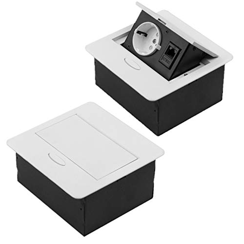 Einbau-Steckdose in verschiedenen Größen und Farben - wahlweise mit USB oder Internetanschluss (1er / Internet/weiß) von Gummiprodukt