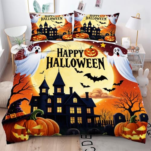 Gumntun Bettwäsche 135×200 cm Halloween-Burg, 3D Gedruckter Bettwäsche Set mit Reißverschluss, Weich Mikrofaser Bettdeckenbezüge für Zimmer Dekor Gumntun Bettwäsche 135×200 cm Halloween-Burg, 3D Gedruckter Bettwäsche Set mit Reißverschluss, Weich Mikrofaser Bettdeckenbezüge für Zimmer Dekor von Gumntun