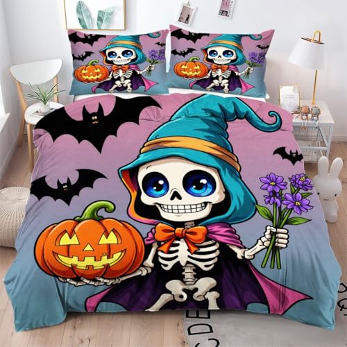 Gumntun Bettwäsche 135×200 cm Halloween-Skelett, 3D-Gedruckt Microfaser Bettbezug-Set mit Reißverschluss, Maschinen Waschbar & Einfach zu Pflegen Bettdeckenbezüg für Schlafzimmer Gumntun Bettwäsche 135×200 cm Halloween-Skelett, 3D-Gedruckt Microfaser Bettbezug-Set mit Reißverschluss, Maschinen Waschbar & Einfach zu Pflegen Bettdeckenbezüg für Schlafzimmer von Gumntun