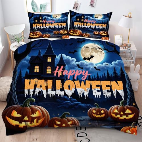 Gumntun Bettwäsche 140×200 cm Halloween-Nacht, 3D Mikrofaser Kinderbettwäsche mit Leichtläufigem Reißverschluss, Bettbezug 140x200 und 2 Kissenbezug 80X80 cm Gumntun Bettwäsche 140×200 cm Halloween-Nacht, 3D Mikrofaser Kinderbettwäsche mit Leichtläufigem Reißverschluss, Bettbezug 140x200 und 2 Kissenbezug 80X80 cm von Gumntun