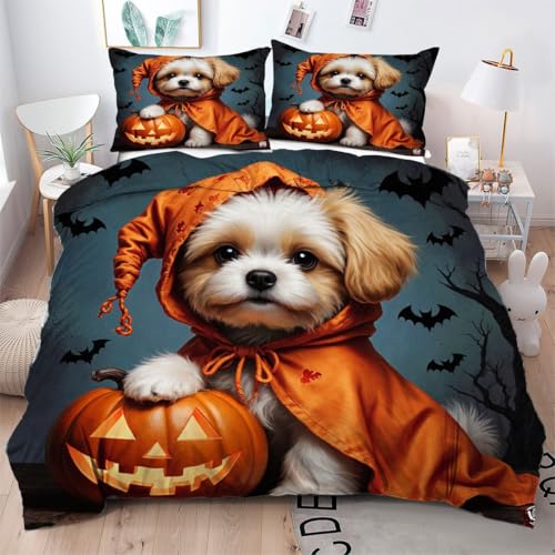 Gumntun Bettwäsche 140×200 cm Halloween-Welpe, 3D Mikrofaser Kinderbettwäsche mit Leichtläufigem Reißverschluss, Bettbezug 140x200 und 2 Kissenbezug 80X80 cm Gumntun Bettwäsche 140×200 cm Halloween-Welpe, 3D Mikrofaser Kinderbettwäsche mit Leichtläufigem Reißverschluss, Bettbezug 140x200 und 2 Kissenbezug 80X80 cm von Gumntun