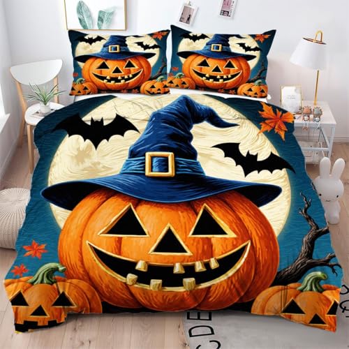 Gumntun Bettwäsche 155×220 cm Halloween-KüRbis, 3D Flauschige Microfaser Bettbezug Sets, 3 Teilig Bettwäsche-Set mit Reißverschluss für Zimmer Dekor, Geschenk Gumntun Bettwäsche 155×220 cm Halloween-KüRbis, 3D Flauschige Microfaser Bettbezug Sets, 3 Teilig Bettwäsche-Set mit Reißverschluss für Zimmer Dekor, Geschenk von Gumntun