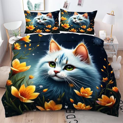 Gumntun Bettwäsche 200×200 cm Blaue Tierkatze, 3D Gedruckter Bettbezug-Set für Doppelbett, Leicht & Atmungsaktiv Steppdeckenbezug mit 2 Kissenbezug 80x80 cm Gumntun Bettwäsche 200×200 cm Blaue Tierkatze, 3D Gedruckter Bettbezug-Set für Doppelbett, Leicht & Atmungsaktiv Steppdeckenbezug mit 2 Kissenbezug 80x80 cm von Gumntun