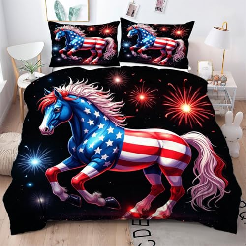 Gumntun Bettwäsche 200×200 cm Buntes Pferd, 3D Gedruckter Bettbezug-Set für Doppelbett, Leicht & Atmungsaktiv Steppdeckenbezug mit 2 Kissenbezug 80x80 cm Gumntun Bettwäsche 200×200 cm Buntes Pferd, 3D Gedruckter Bettbezug-Set für Doppelbett, Leicht & Atmungsaktiv Steppdeckenbezug mit 2 Kissenbezug 80x80 cm von Gumntun