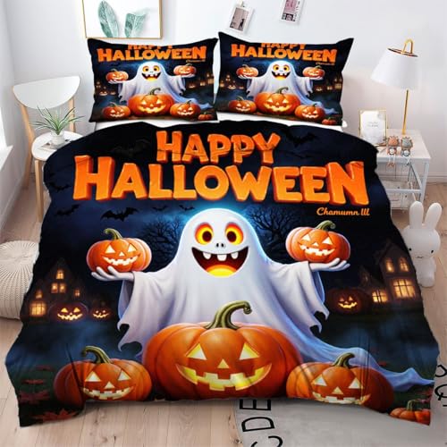 Gumntun Bettwäsche 200×200 cm Halloween-Geist, 3D Gedruckter Bettbezug-Set für Doppelbett, Leicht & Atmungsaktiv Steppdeckenbezug mit 2 Kissenbezug 80x80 cm Gumntun Bettwäsche 200×200 cm Halloween-Geist, 3D Gedruckter Bettbezug-Set für Doppelbett, Leicht & Atmungsaktiv Steppdeckenbezug mit 2 Kissenbezug 80x80 cm von Gumntun