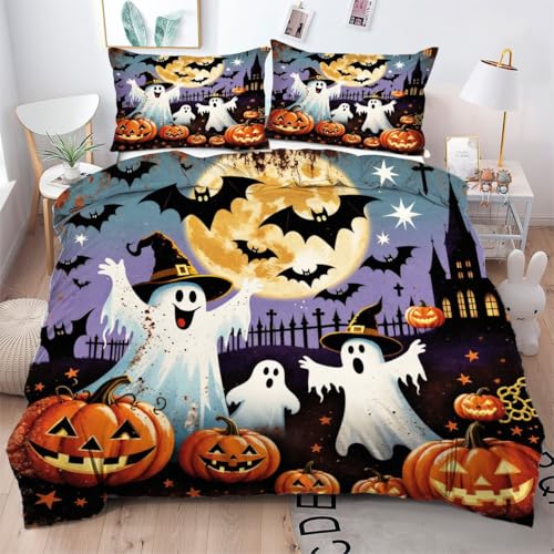 Gumntun Bettwäsche 200×200 cm Halloween-Geist, 3D Gedruckter Bettbezug-Set für Doppelbett, Leicht & Atmungsaktiv Steppdeckenbezug mit 2 Kissenbezug 80x80 cm Gumntun Bettwäsche 200×200 cm Halloween-Geist, 3D Gedruckter Bettbezug-Set für Doppelbett, Leicht & Atmungsaktiv Steppdeckenbezug mit 2 Kissenbezug 80x80 cm von Gumntun