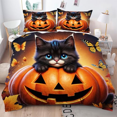 Gumntun Bettwäsche 200×200 cm Halloween-KäTzchen, 3D Gedruckter Bettbezug-Set für Doppelbett, Leicht & Atmungsaktiv Steppdeckenbezug mit 2 Kissenbezug 80x80 cm Gumntun Bettwäsche 200×200 cm Halloween-KäTzchen, 3D Gedruckter Bettbezug-Set für Doppelbett, Leicht & Atmungsaktiv Steppdeckenbezug mit 2 Kissenbezug 80x80 cm von Gumntun
