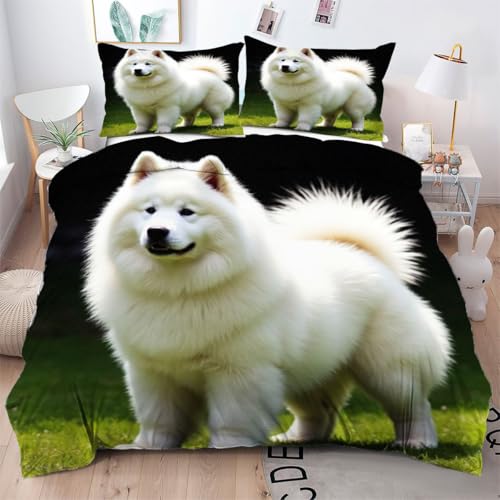 Gumntun Bettwäsche 200×200 cm WeißEr Samojede, 3D Gedruckter Bettbezug-Set für Doppelbett, Leicht & Atmungsaktiv Steppdeckenbezug mit 2 Kissenbezug 80x80 cm Gumntun Bettwäsche 200×200 cm WeißEr Samojede, 3D Gedruckter Bettbezug-Set für Doppelbett, Leicht & Atmungsaktiv Steppdeckenbezug mit 2 Kissenbezug 80x80 cm von Gumntun