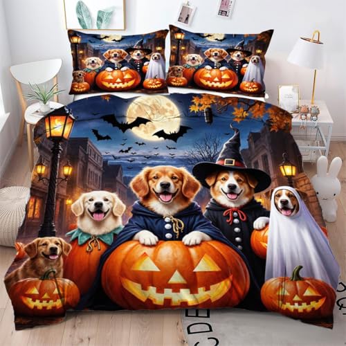 Gumntun Bettwäsche 200×220 cm 3 Teilig Halloween-Hund, Bettwäscheset aus 100% Mikrofaser, Weich und Bügelfrei Steppdeckenbezug mit 2 Kissenbezug 80X80 cm Gumntun Bettwäsche 200×220 cm 3 Teilig Halloween-Hund, Bettwäscheset aus 100% Mikrofaser, Weich und Bügelfrei Steppdeckenbezug mit 2 Kissenbezug 80X80 cm von Gumntun