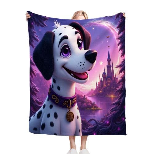 Gumntun Kuscheldecke 150x200 cm Cartoon-Hund mit Flecken, Warm Flauschige Decke TV-Decke Mikrofaserdecke, 3D Bedruckt Flauschige Plüsch Decke für Familie Mutter Papa Kinder Ehefrau Freunde von Gumntun