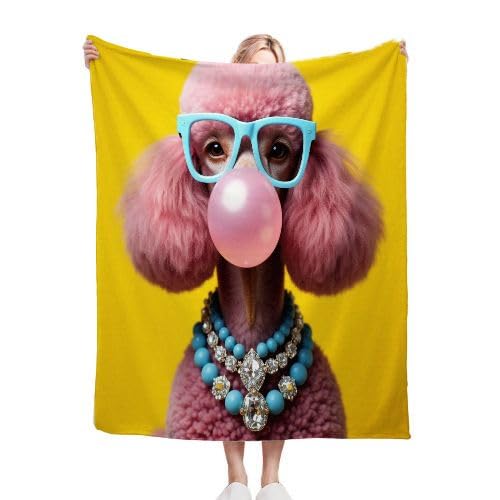 Gumntun Kuscheldecke 150x200 cm Rosa Pudel, Warm Flauschige Decke TV-Decke Mikrofaserdecke, 3D Bedruckt Flauschige Plüsch Decke für Familie Mutter Papa Kinder Ehefrau Freunde von Gumntun