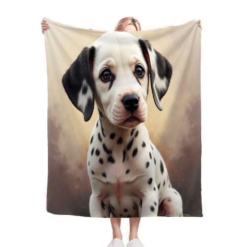 Gumntun Kuscheldecke 150x200 cm Weiß Gefleckter Hund, Warm Flauschige Decke TV-Decke Mikrofaserdecke, 3D Bedruckt Flauschige Plüsch Decke für Familie Mutter Papa Kinder Ehefrau Freunde von Gumntun