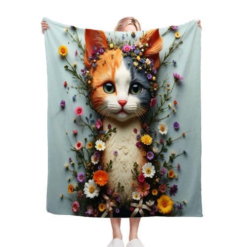 Gumntun Kuscheldecke Flauschig 220x240 cm Bunte Erwachsene Katze, 3D Warm Wohndecke Schlafzimmer Decke, Luxuriöse Weiche Fleecedecke 220x240 für Couch Bett Sofa Stuhl von Gumntun