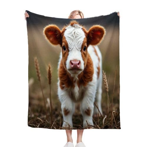 Gumntun Kuscheldecke Flauschige 150x200 cm Braune Tierkuh, Warme Flauschige Fleecedecke für Schule Geburtstags Geschenk, Superweiche Flanell Fleecedecke für Kinder Erwachsene von Gumntun