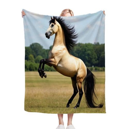 Gumntun Kuscheldecke Flauschige 180x200 cm Gelbes Pferd, Decke mit Weichem Anti-Pilling-Flanell, Unschlagbar Weich Plüsch Wohndecke für Erwachsene und Kinder zum Geschenke von Gumntun