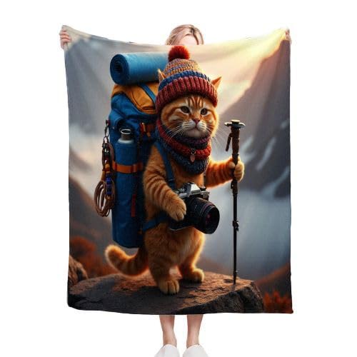 Gumntun Kuscheldecke Flauschige 180x200 cm Wandernde Katze, Decke mit Weichem Anti-Pilling-Flanell, Unschlagbar Weich Plüsch Wohndecke für Erwachsene und Kinder zum Geschenke von Gumntun