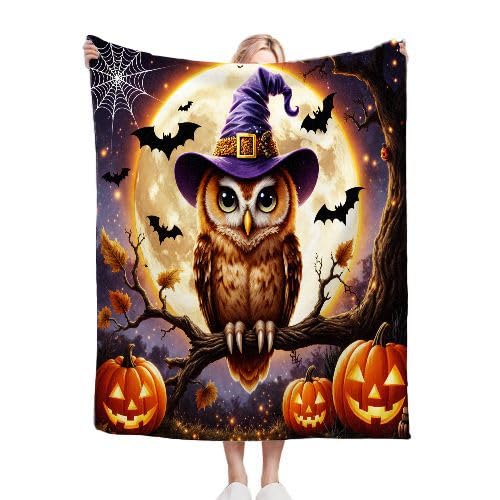 Gumntun Kuscheldecke Kinder 100x150 cm Halloween-Eule, Weich und Gemütlich Flanelldecke, Warm Flauschige 3D Drucken Decke für Vater Mutter Kinder Haustiere Freunde oder Paare von Gumntun