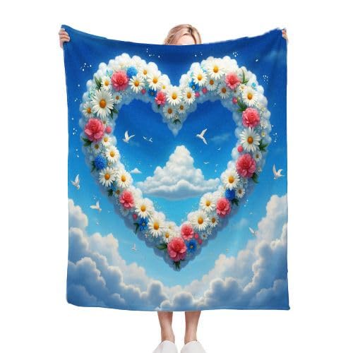 Gumntun Kuscheldecke Kinder 100x150 cm Herzkranz, Weich und Gemütlich Flanelldecke, Warm Flauschige 3D Drucken Decke für Vater Mutter Kinder Haustiere Freunde oder Paare von Gumntun