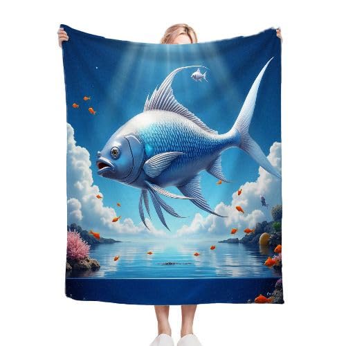 Gumntun Kuscheldecke Kinder 100x150 cm Silberfisch, Weich und Gemütlich Flanelldecke, Warm Flauschige 3D Drucken Decke für Vater Mutter Kinder Haustiere Freunde oder Paare von Gumntun