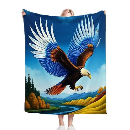 Gumntun Kuscheldecke Kinder 130x150 cm Bunter Adler, Flauschig Weich Warm Plüsch Wohndecke, Super Weich Flanell Collage Kuscheldecke für Couch Bett Sofa Stuhl - 130x150 von Gumntun