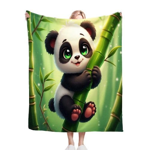 Gumntun Kuscheldecke Kinder 130x150 cm Cartoon-Panda, Sofa Couch Wohn Bett Fleecedecke für Geschenke, Sofadecke Kinderdecke für Mädchen Junge Passend zu Allen Jahreszeiten von Gumntun