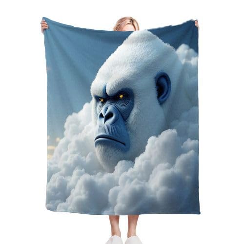 Gumntun Kuscheldecke Kinder 130x150 cm WeißEr Gorilla, Flauschig Weich Warm Plüsch Wohndecke, Super Weich Flanell Collage Kuscheldecke für Couch Bett Sofa Stuhl - 130x150 von Gumntun