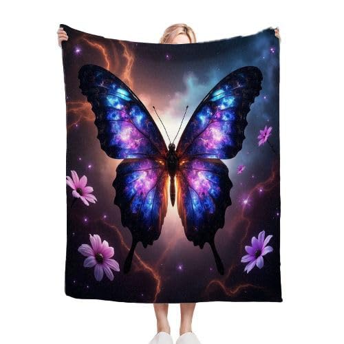 Gumntun Kuscheldecke Kinder 75x100 cm Lila Schmetterling, Exquisite und Warme Kiddecke für Ganzjahreszeiten, Universale Leichte 75x100 cm Wohndecke für Ganze Saison von Gumntun
