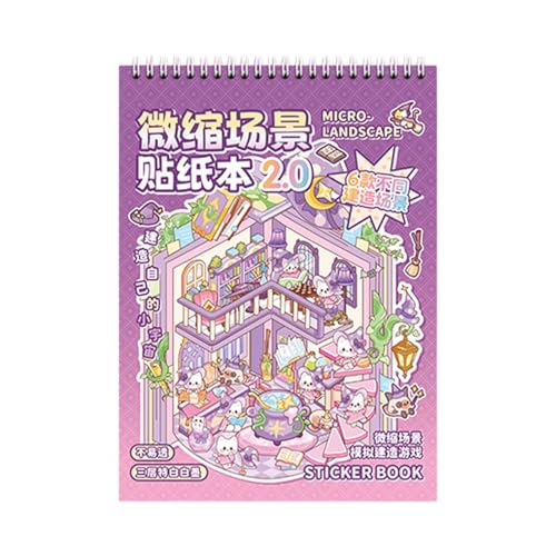3D Miniature Scene Stickers, Crafts Decals Cute Cartoon, 3D Fun House Sticker, 7.87x10.35 Inches, Home Scene Book for Adult Kids Relief Stress, Books Decoration von Gungtj