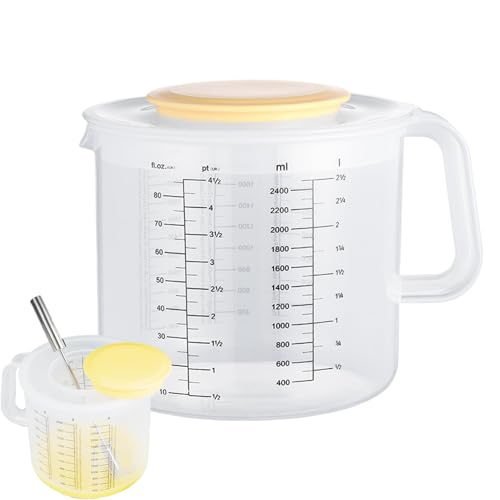 Großer Messbecher, stabile 2400 ml Kapazität, Markierungsbecher, Rührschüssel, robuster ergonomischer Griff, spritzwassergeschützt, zum Servieren von Eiern, Saft, 22,1 x 17,7 x 15,7 cm Großer Messbecher, stabile 2400 ml Kapazität, Markierungsbecher, Rührschüssel, robuster ergonomischer Griff, spritzwassergeschützt, zum Servieren von Eiern, Saft, 22,1 x 17,7 x 15,7 cm von Gungtj