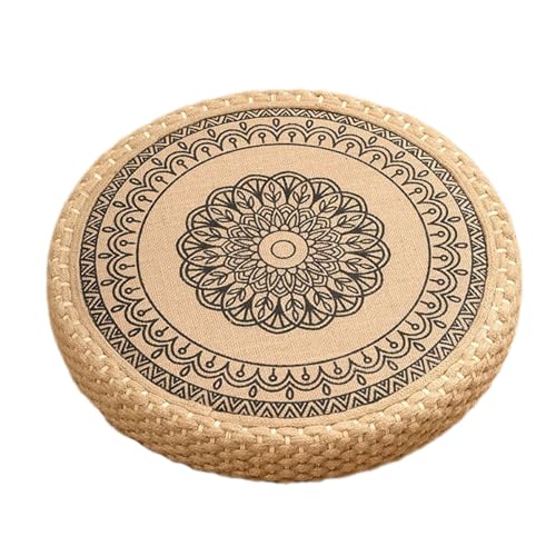 Gungtj Japanese Floor Cushion, Hand-Woven Sitting Pillow, 15.75 Inches Sturdy Support System, Boho Round Meditation Mat, Comfortable Natural Design for Home, Yoga, and Relaxation Use von Gungtj
