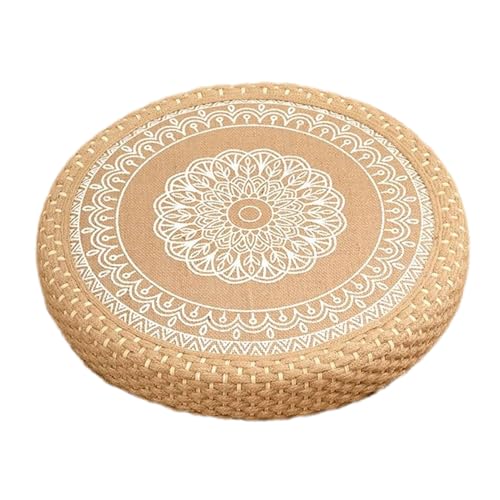 Gungtj Japanese Floor Cushion, Hand-Woven Sitting Pillow, 15.75 Inches Sturdy Support System, Boho Round Meditation Mat, Comfortable Natural Design for Home, Yoga, and Relaxation Use von Gungtj