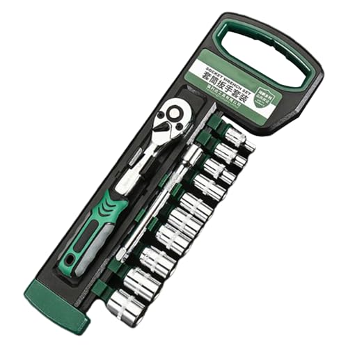 Gungtj Ratschenschlüssel-Set | Ratschenschlüssel-Set mit 10 Stecknüssen – Reparaturwerkzeuge mit Verlängerungsstange für Haushaltsgeräte, Automobil, LKW, Fahrzeug, Fahrrad, Möbel, Metallbearbeitung von Gungtj