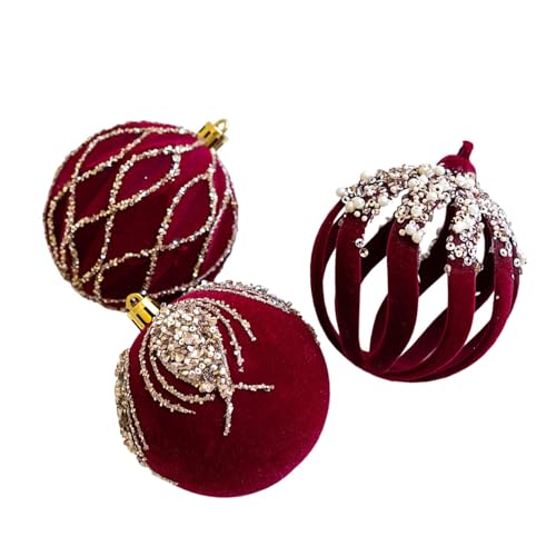 Gungtj Rote Weihnachtskugeln, Pailletten-Weinrot, beflockte Weihnachtskugeln – Weihnachtsbaumschmuck, Bälle weinrote Beflockungskugeln für Hochzeitsfeier Gungtj Rote Weihnachtskugeln, Pailletten-Weinrot, beflockte Weihnachtskugeln – Weihnachtsbaumschmuck, Bälle weinrote Beflockungskugeln für Hochzeitsfeier von Gungtj