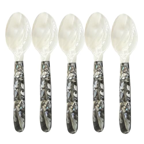 Kaviarlöffel mit runden Griffen, Perlmutt Löffel Set, Dekorative Kaviar Löffel, Kaviar Server Löffel, Kaviar Löffel für Kaviar, Kaviar Servierlöffel, 5 Stück Kaviar Löffel Set von Gungtj