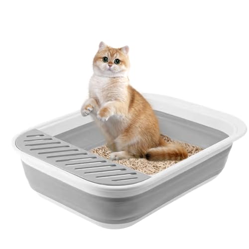 Reiseanfallschachtel - Tragbare wasserdichte Tablett für Kätzchen, faltbares Design mit offenem Top und Pedal, Leichter für Autoshäuser oder Reisen, leicht zu reinigendes PET -Zubehör, 18.11x13.3 von Gungtj