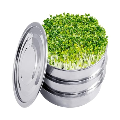 Round Sprouting Trays, Microgreens Propagation Kit, Stainless Steel Grower with Mesh, 7.8 Inch Stackable Grower, Sprout Growing System with Lid Suitable Use for Round Microgreens Tray Set Round Sprouting Trays, Microgreens Propagation Kit, Stainless Steel Grower with Mesh, 7.8 Inch Stackable Grower, Sprout Growing System with Lid Suitable Use for Round Microgreens Tray Set von Gungtj