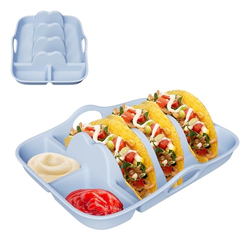 Taco Plates, 9.92inch Silicone Taco Shells Holder Tray for Home, Compact Kitchen Gadgets with Dividers, Reusable Serving Plates for Bar Snacks Picnic, Camping, Barbecue von Gungtj