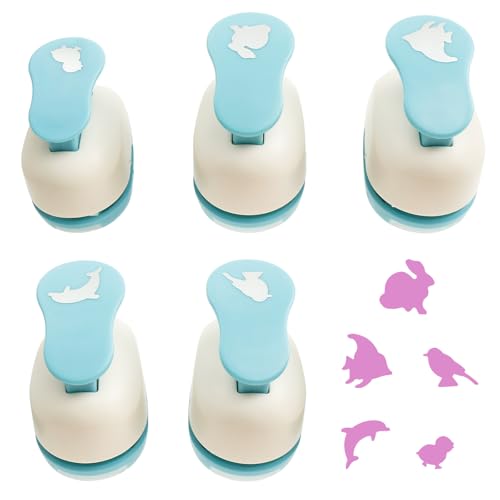 5 Stück Papierstanzer Set,Motivstanzer aus ABS und Zinklegierung,Tragbarer Papier Ausstanzer Kinder,für Scrapbooking,Fotoalben und Kartengestaltung(Stil 2) von Guniata