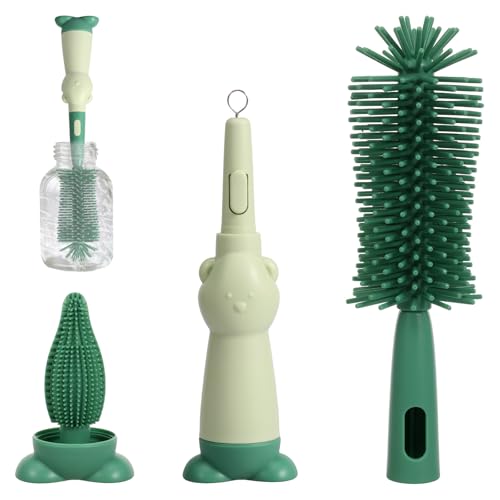 Baby Flaschenbürste Set,3-in-1 Babyflaschen Reinigungsset,Wiederverwendbar,BPA-frei,Babyflaschenbürsten mit Soft Brush Saugerbürste Strohhalmreiniger,zum Reinigen von Babyflaschen Und Bechern(Grün) von Guniata