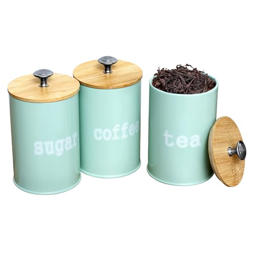 Guniata 3 Stück Metalldosen Set,Küchendosen-set,für Kaffee,Tee&Zucker,Vorratsdose mit Deckel,Aufbewahrungsbox Küche für Mehl,Gewürz,Müsli(Grün) von Guniata