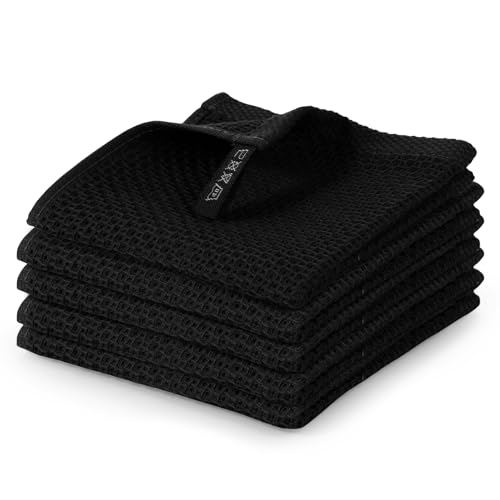 Guniata 5 Stück Geschirrtücher,Küchentücher Baumwolle,Langlebig,Weich,Geschirrhandtücher Saugfähig,für Küche,Auto,Beauty,Tägliche Reinigung(Schwarz,5pcs) von Guniata