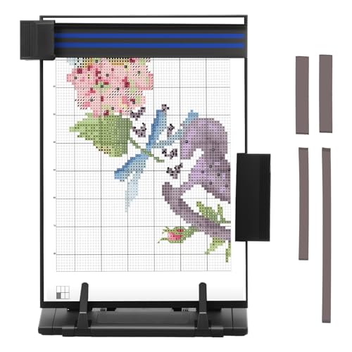 Guniata Magnetischer Musterhalter,Strickmusterhalter mit 4 Ersatzmagneten,Verstellbarer Strickmusterhalter Magnetisch,Strickmuster Halter,zum Lesen von Briefen,Quittungen und Notenblättern(schwarz) von Guniata