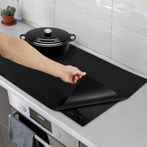 Herdabdeckplatte,Herdabdeckplattenabdeckungen Silikon,500°F/220°C Hitzebeständiger,Herdabdeckung Induktionsfeld,Spritzschutz Glasplatte Deko Schneidebrett Chilli Gewürze(schwarz) von Guniata