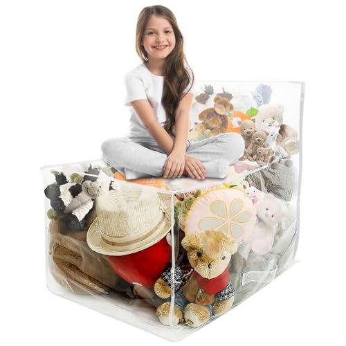 Kinder Plüsch Spielzeug Lagerung,Transparenter Sitzsackbezug aus PVC,Sitzsack mit Großer Kapazität für Plüschtiere,alte Kleidung,Kissen(transparent) von Guniata