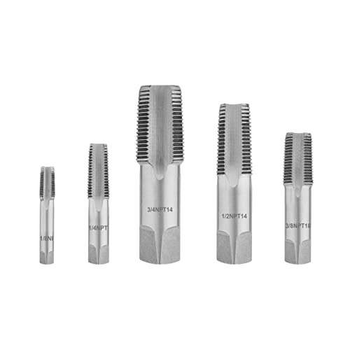 Gunpla NPT Rohrgewindebohrer Set Form C-G, 5tlg. G1/8", G1/4", G3/8", G1/2", G3/4" Zoll, Legierter Stahl Einschnitt-Gewindebohrer, Maschinengewindebohrer Handgewindebohrer Pipe Tap Drill Bits Set von Gunpla